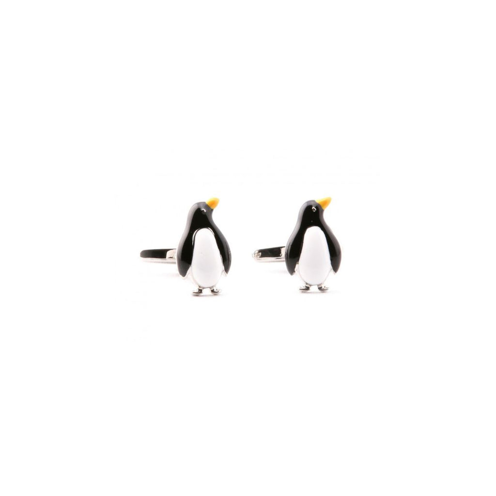 Penguin cufflinks on a white background