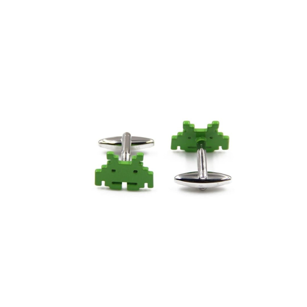 green alien computer game cufflinks back