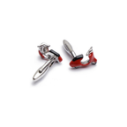 red vespa Scooter-shaped cufflinks on a white background